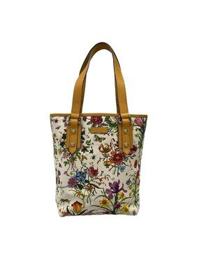 Gucci Tote Flora Ivory Orange Multi Leather